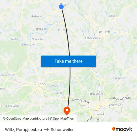 Wiltz, Pompjeesbau to Schouweiler map