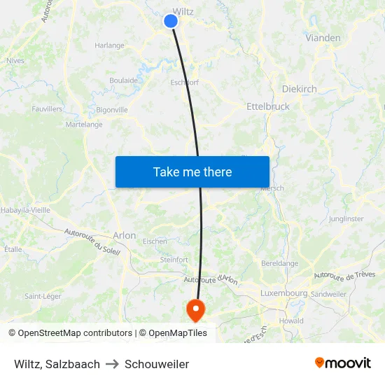 Wiltz, Salzbaach to Schouweiler map