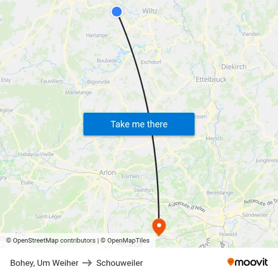 Bohey, Um Weiher to Schouweiler map
