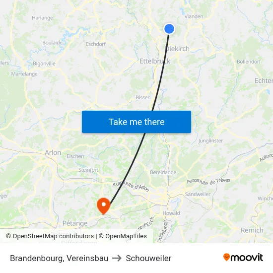 Brandenbourg, Vereinsbau to Schouweiler map