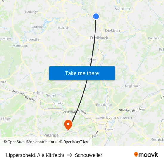 Lipperscheid, Ale Kiirfecht to Schouweiler map