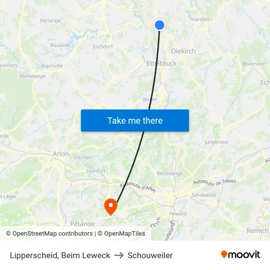 Lipperscheid, Beim Leweck to Schouweiler map