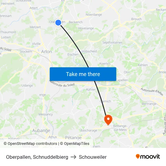 Oberpallen, Schnuddelbierg to Schouweiler map