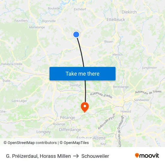 G. Préizerdaul, Horass Millen to Schouweiler map