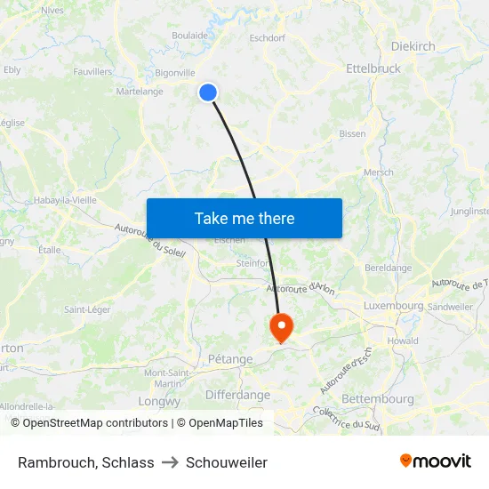 Rambrouch, Schlass to Schouweiler map