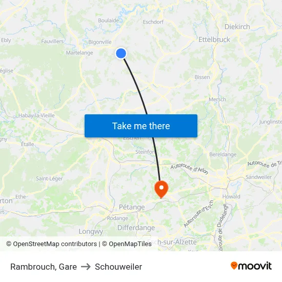 Rambrouch, Gare to Schouweiler map