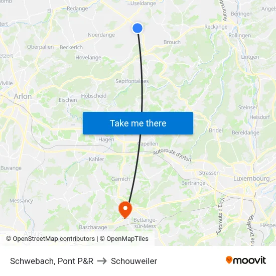Schwebach, Pont P&R to Schouweiler map