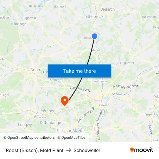 Roost (Bissen), Mold Plant to Schouweiler map