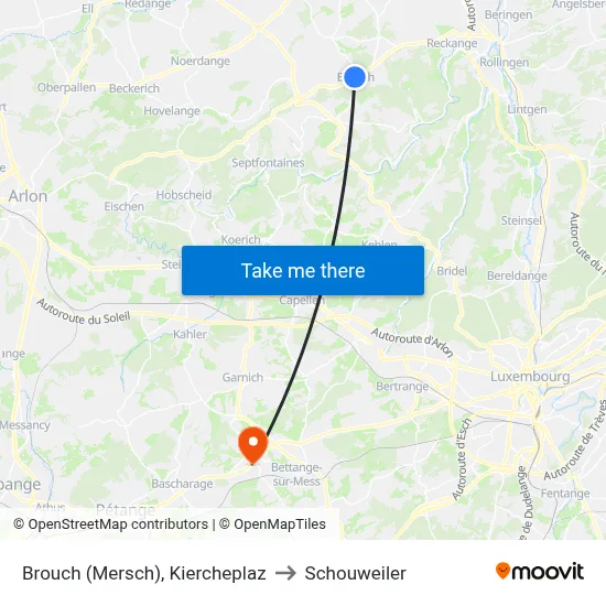 Brouch (Mersch), Kiercheplaz to Schouweiler map