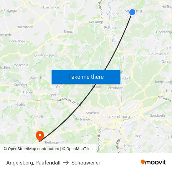 Angelsberg, Paafendall to Schouweiler map