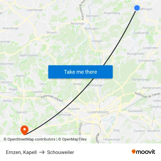 Ernzen, Kapell to Schouweiler map