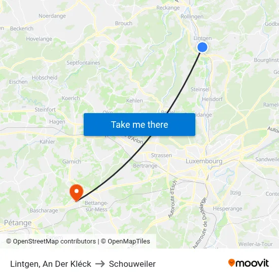 Lintgen, An Der Kléck to Schouweiler map
