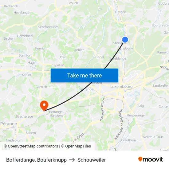 Bofferdange, Bouferknupp to Schouweiler map