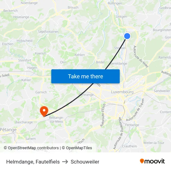 Helmdange, Fautelfiels to Schouweiler map