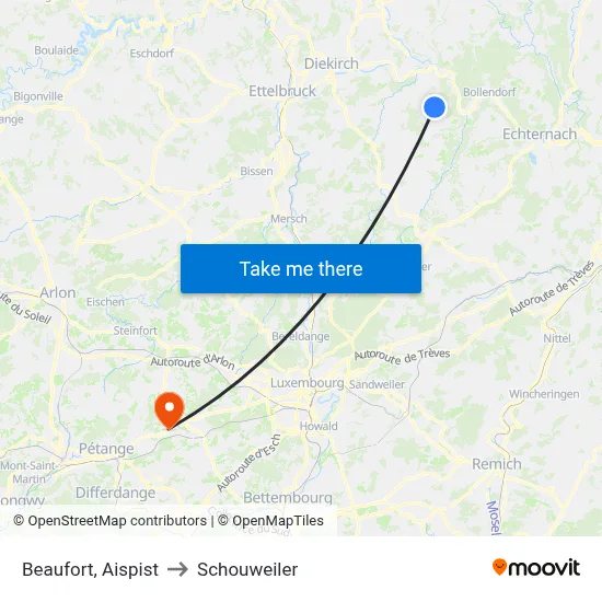 Beaufort, Aispist to Schouweiler map