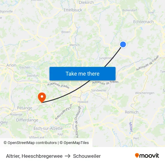 Altrier, Heeschbregerwee to Schouweiler map