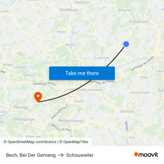 Bech, Bei Der Gemeng to Schouweiler map