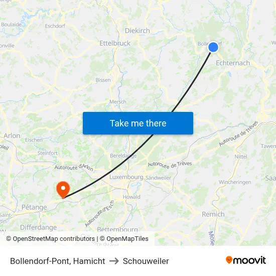Bollendorf-Pont, Hamicht to Schouweiler map