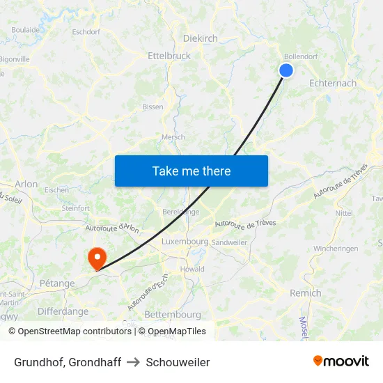 Grundhof, Grondhaff to Schouweiler map