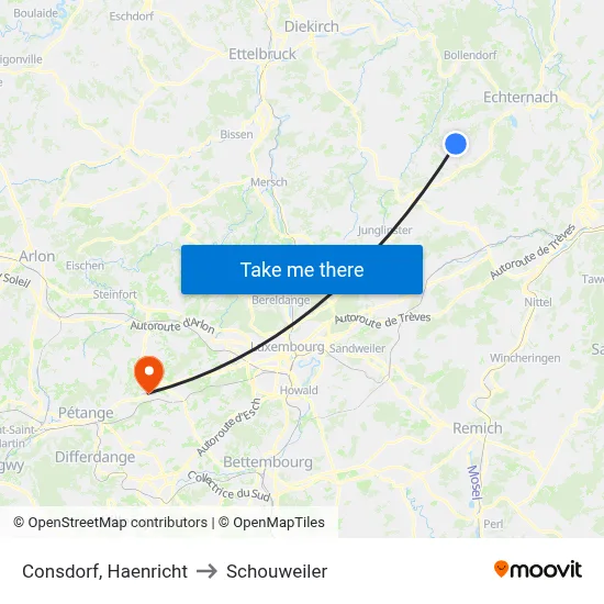Consdorf, Haenricht to Schouweiler map