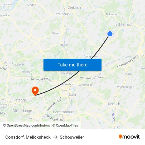 Consdorf, Melicksheck to Schouweiler map