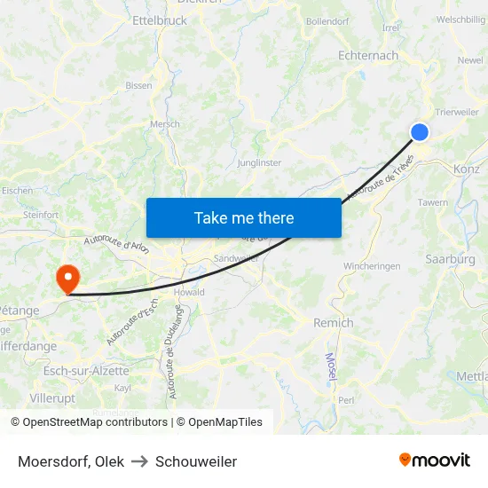 Moersdorf, Olek to Schouweiler map