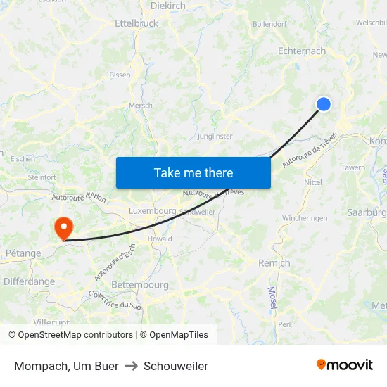 Mompach, Um Buer to Schouweiler map