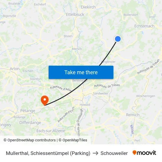 Mullerthal, Schiessentümpel (Parking) to Schouweiler map