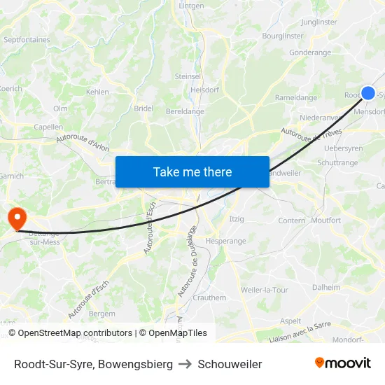 Roodt-Sur-Syre, Bowengsbierg to Schouweiler map