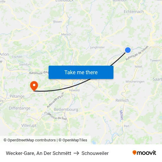 Wecker-Gare, An Der Schmëtt to Schouweiler map