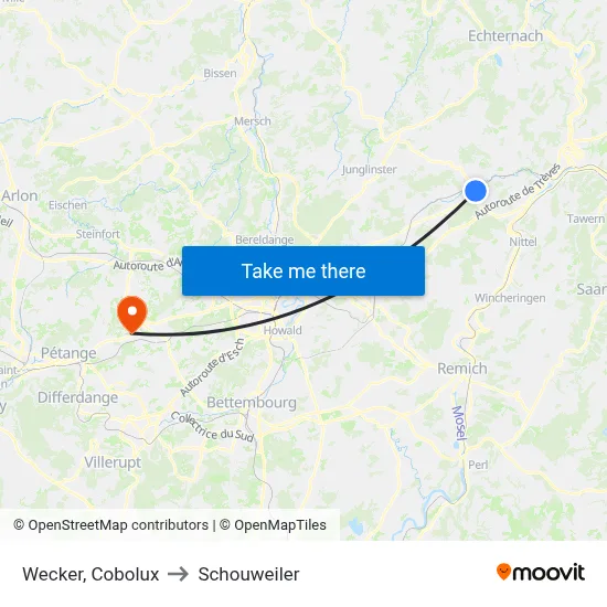 Wecker, Cobolux to Schouweiler map