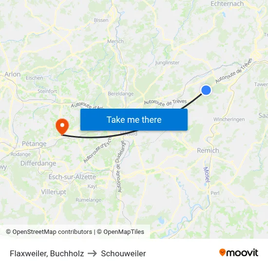 Flaxweiler, Buchholz to Schouweiler map