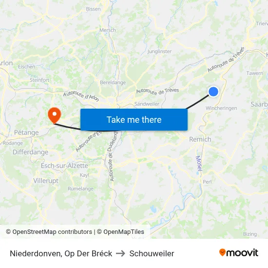 Niederdonven, Op Der Bréck to Schouweiler map