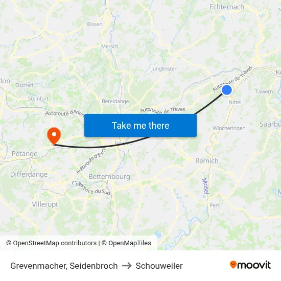 Grevenmacher, Seidenbroch to Schouweiler map
