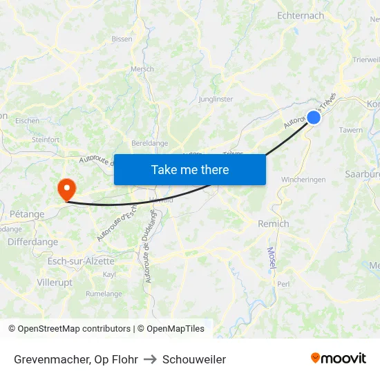 Grevenmacher, Op Flohr to Schouweiler map