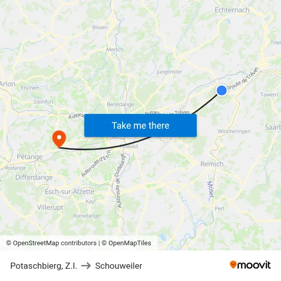 Potaschbierg, Z.I. to Schouweiler map