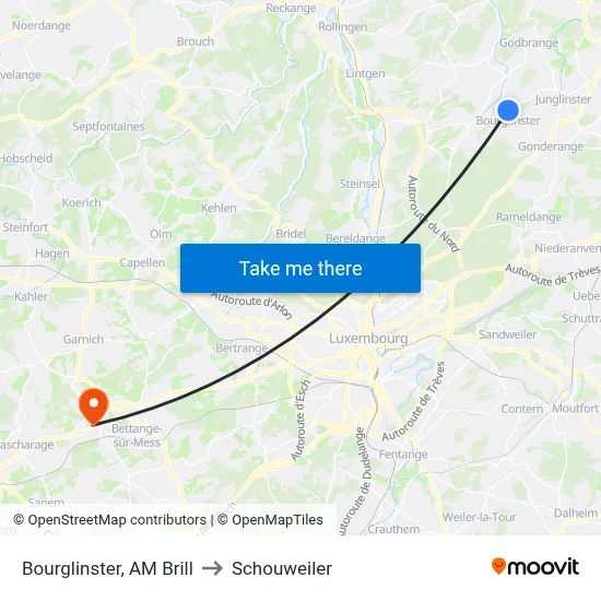 Bourglinster, AM Brill to Schouweiler map