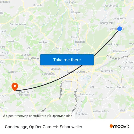 Gonderange, Op Der Gare to Schouweiler map