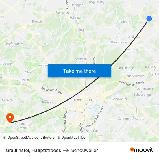 Graulinster, Haaptstrooss to Schouweiler map