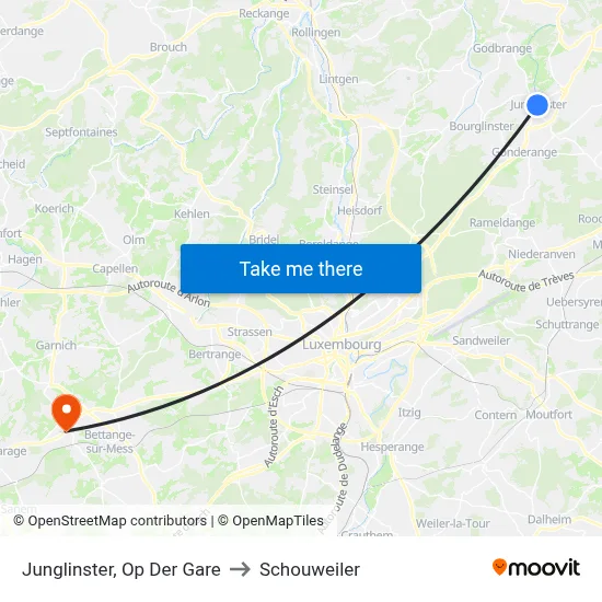 Junglinster, Op Der Gare to Schouweiler map