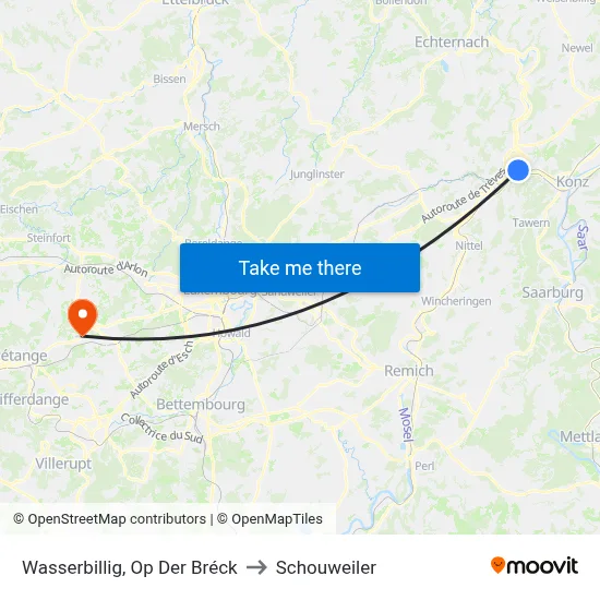 Wasserbillig, Op Der Bréck to Schouweiler map