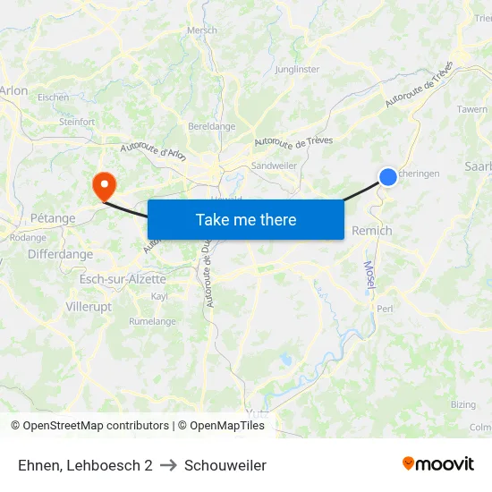 Ehnen, Lehboesch 2 to Schouweiler map