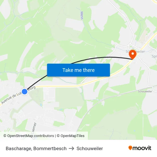 Bascharage, Bommertbesch to Schouweiler map