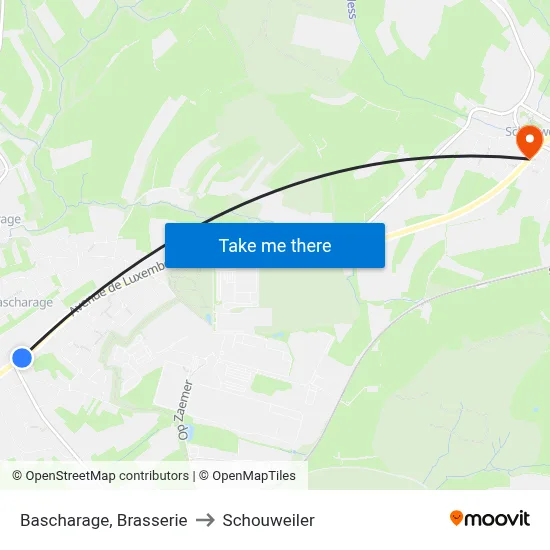 Bascharage, Brasserie to Schouweiler map