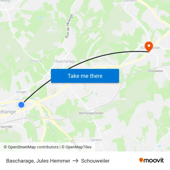 Bascharage, Jules Hemmer to Schouweiler map