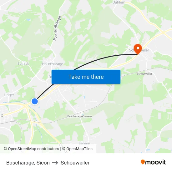 Bascharage, Sicon to Schouweiler map