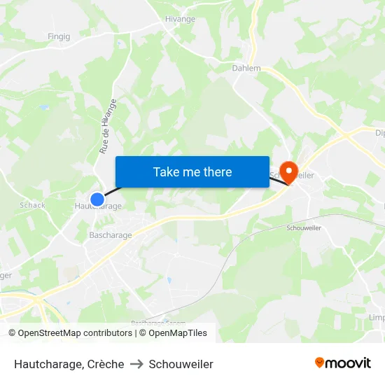 Hautcharage, Crèche to Schouweiler map
