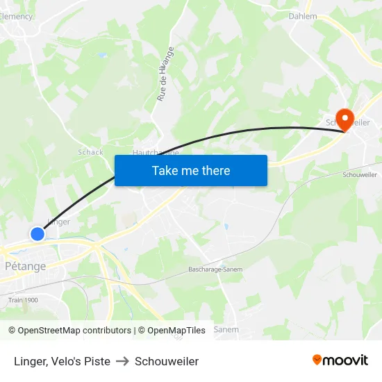Linger, Velo's Piste to Schouweiler map
