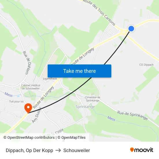Dippach, Op Der Kopp to Schouweiler map