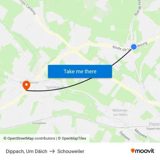 Dippach, Um Däich to Schouweiler map